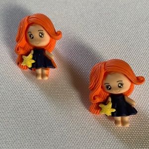 NWT. Handmade Pierced Earrings of Fancy Girls.  For ages 5 and up!